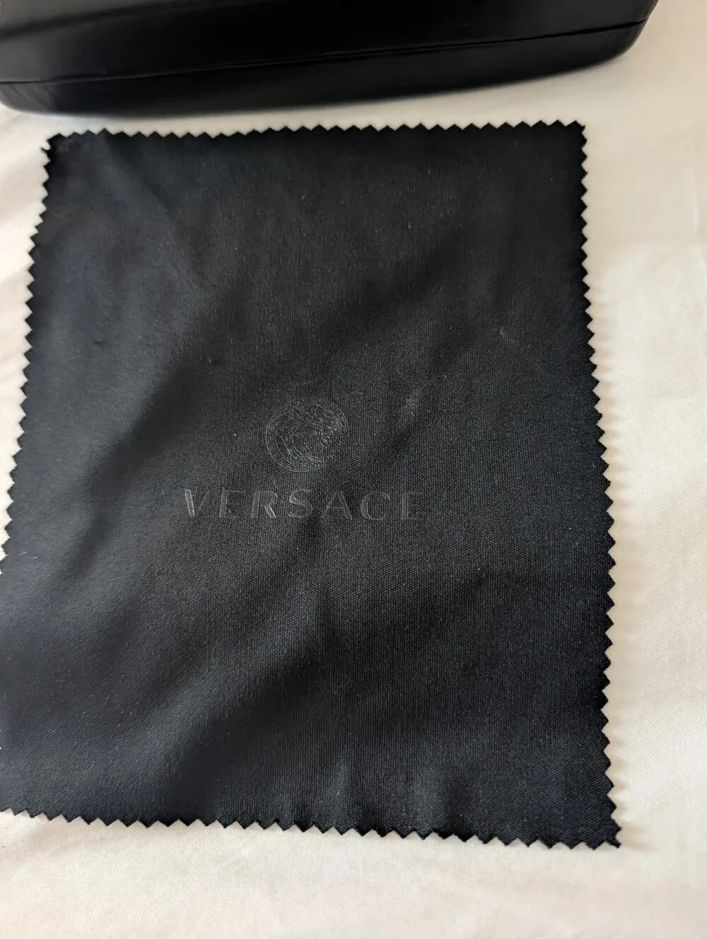 Versace Black and Gold Eyewear Case with Black Microfiber Cloth